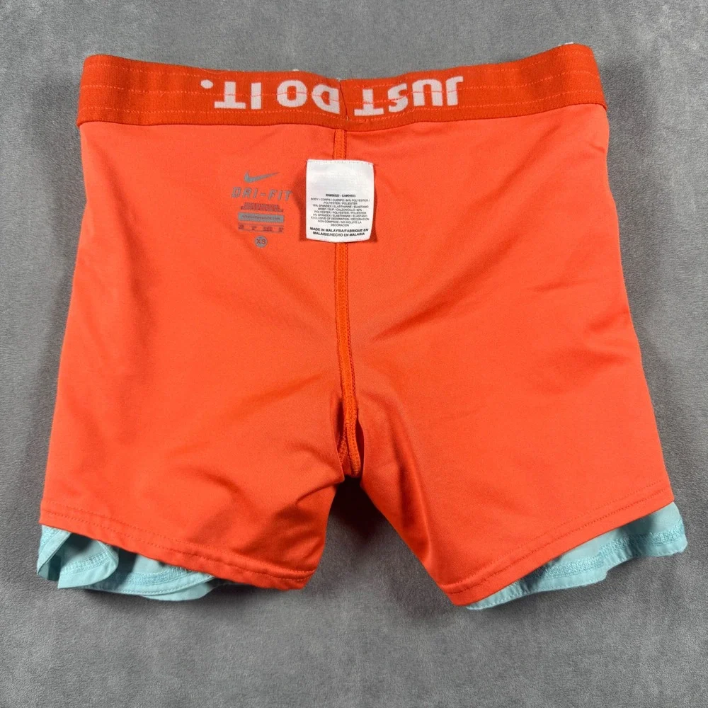 Nike Dri-FIT Phantom 2-in-1 Running Shorts Women's XS Blue Orange Lined Athletic